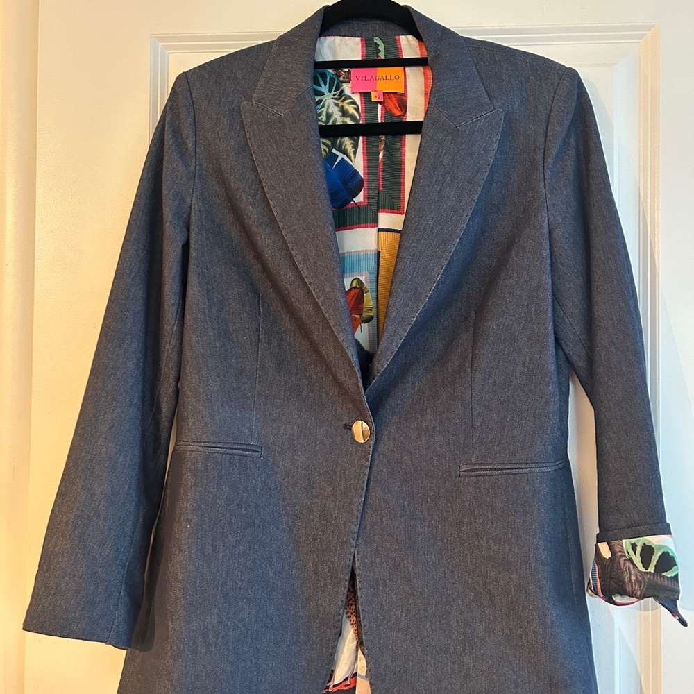 Vera Neumann Blue Blazer with Colorful Lining